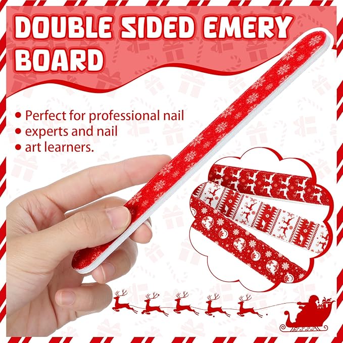 45 Pack Christmas Nail Files Gifts Bulk Holiday Emery Boards Double-Sided Christmas Party Nail Files Bulk Stocking Stuffers Christian Gifts for Women Customers Coworkers Staff(Reindeer)