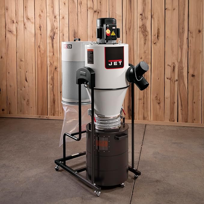 JET Cyclone Dust Collector, 2-Micron Filter, 1-1/2 HP, 115V 1Ph (Model JCDC-1.5)