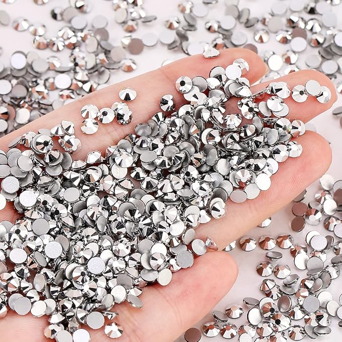 SS20 Silver Rhinestones - 1440pcs Non-Hotfix Glass Nail Gems for Crafts, Makeup Bags & DIY Decoration