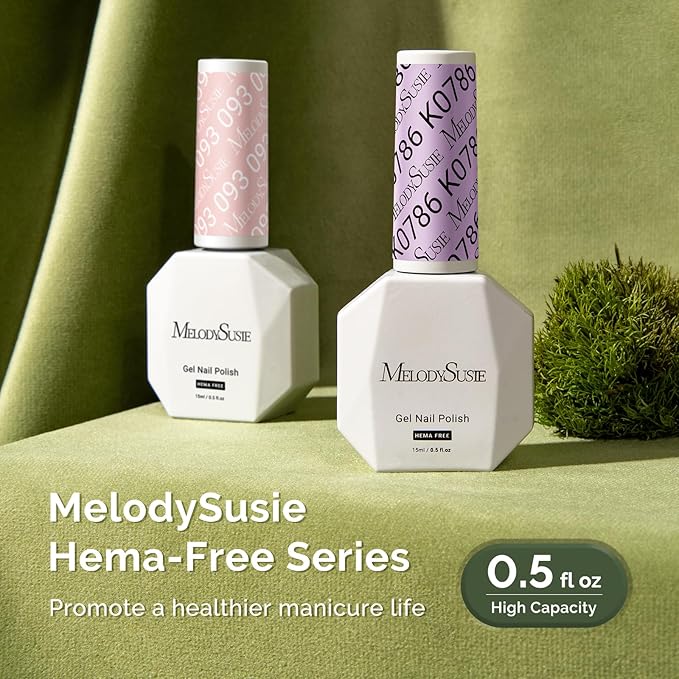 MelodySusie Hema Free Gel Nail Polish, 0.5 Fl Oz Thick Lavender Purple Gel Polish, Non-Toxic, Long Lasting, Soak Off UV Nail Polish, Manicure Nail Design Salon DIY Nail Art at Home K0786