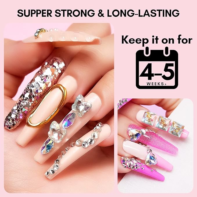 Makartt No Wipe Rhinestone Glue for Nails, 30G Super Strong Nail Charm Glue Bling Gel for 3D Decorations Nail Art Gems Jewelry Diamond for Nail Techs Supplies Beginners, Nail Lamp Required