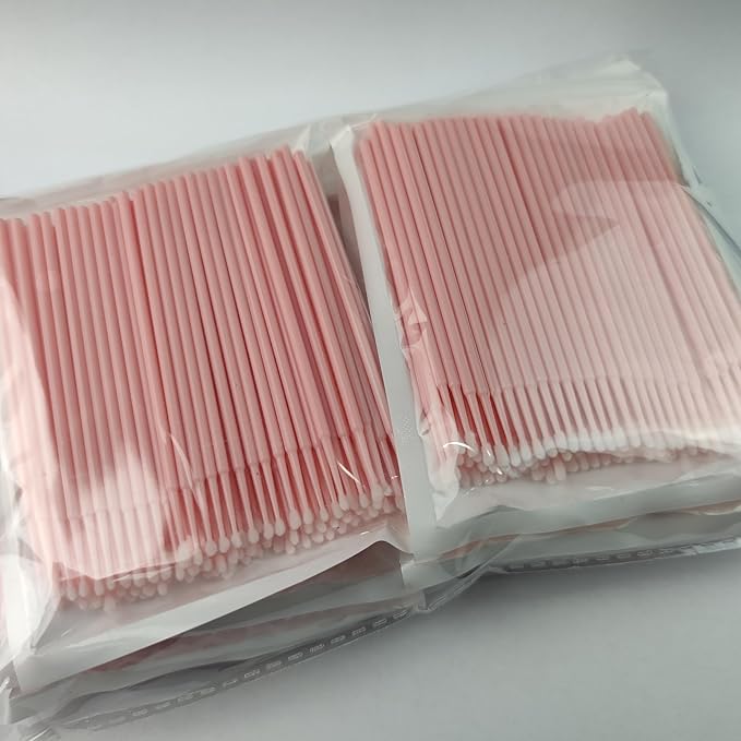 800 Pieces Microswabs for Eyelash Extensions, 10CM Lash Cotton Swabs, Microfiber Wands Brush for Lash Removal, Clean Mascara (Simple Packaging)-(Pink)
