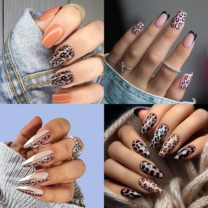 8 Sheets Colorful Leopard Snake Tiger Nail Stickers 3D Nail Stickers Holographic Leopard Print Pattern Design for Women Girls DIY Nail Art Decoration