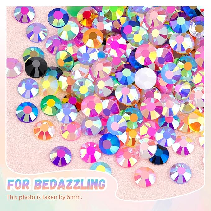 16000Pcs Resin Rhinestones for Bedazzling with B7000 Jewelry Glue, 4MM Colorful Gems Flatback Rhinestones for Crafting, Crystal for DIY Crafts Clothing Tumblers Mugs Shoes Fabric Decor Nail Art