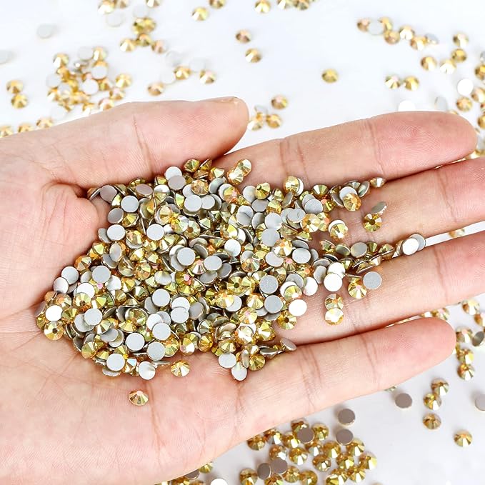 Novani Rhinestones 1440Pcs Flatback Crystal Round Loose Gemstones Glass Rhinestones for Crafts Makeup Nail Art Clothes Shoes DIY Decorations(SS16, 3.8-4.0mm,MetalSunlight)