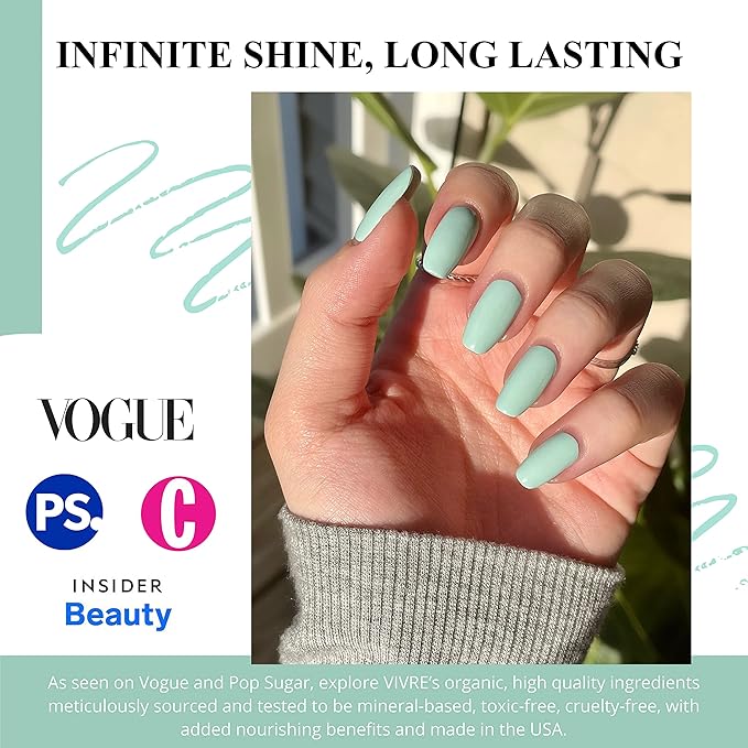 VIVRE Cosmetics Nail Polish - Quick Dry, Shiny, Halal, Vegan, Non-Toxic, Long Lasting, Certified Breathable and Water Permeable - No Commit-Mints