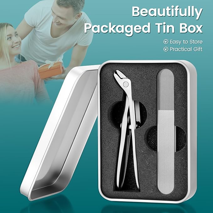 YTD Likomey Angled Head Wide Jaw Opening Nail Clippers,Long Handled Toenail Clippers for Thick Nails,Ultra-Sharp Fingernail Clipper with Catcher,Nail Cutter with Nano Glass Nail File Set for Seniors