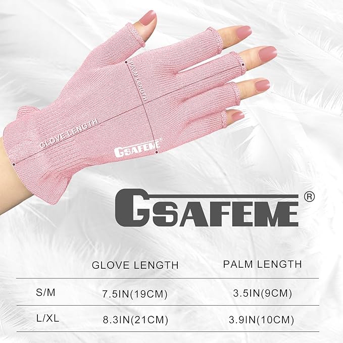GSAFEME Cotton Gloves for Dry Hands - Fingerless Touchscreen Moisturizing Gloves for Sleeping - Cotton Eczema Gloves for Men and Women, Pink S/M 3 Pairs