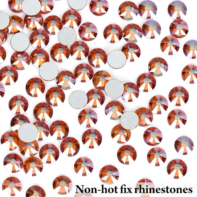 Novani Rhinestones 3000Pcs Flatback Crystal Round Loose Gemstones Glass Rhinestones for Crafts Makeup Nail Art Clothes Shoes DIY Decorations(SS6, 1.9-2.0mm,Amber)