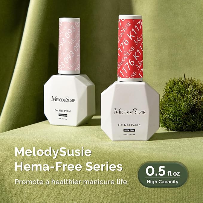 MelodySusie Hema Free Gel Nail Polish, 0.5 Fl Oz Thick Light Coral Gel Polish, Non-Toxic, Long Lasting, Soak Off UV Nail Polish, Manicure Nail Design Salon DIY Nail Art at Home K1176