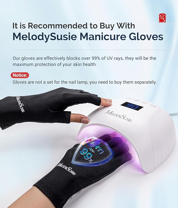 MelodySusie UV LED Nail Lamp, Professional UV Nail Light for All Gel Nails Polish Fast Curing with Automatic Sensor, 4 Timer, LCD Display Gel Polish Nail Dryer Nail Art Tools Manicure Accessories
