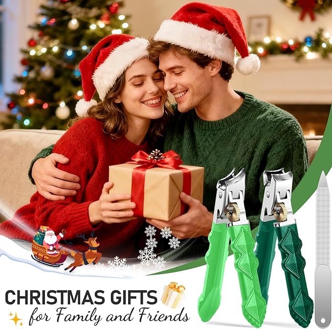 2025 Christmas Gifts, Toenail Clippers for Thick Toenails for Seniors, Wide Jaw Opening Nail Clippers, Heavy Duty Ingrown Toenail Clippers Nail Cutters, Ultra Sharp Slanted Nail Clippers, Dual Green