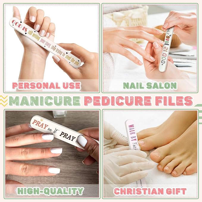 50 Pack Christian Gifts for Women Bulk Church Bible Verse Nail Files Boho Scripture Emery Boards Christian Religious Gift Nail Files for Employee Appreciation Teacher Staff Coworkers Women