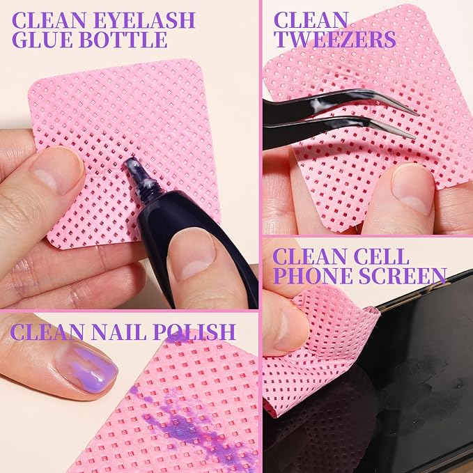 FANDAMEI 740PCS Lint Free Nail Wipes, Nail Wipes for Gel Nails Lint Free, Lint Free Wipes for Nails, Cleaning Pads for Nails, Glue Wipes Lash Extensions, Nail Lint Free Wipes, Nail Prep Pads