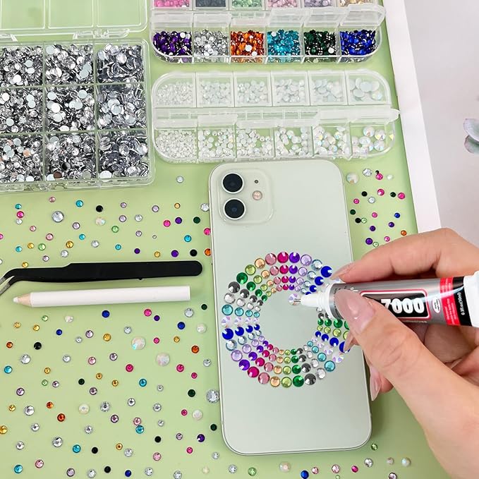 ASTARON White and Colorful Resin Rhinestones for Crafting, 2mm-6mm Mixed Flatback Resin Gemstones for Crafts Gems Bulk Jelly AB Bedazzling Diamonds with Glue for Nails, Tumblers, Mugs Decoration