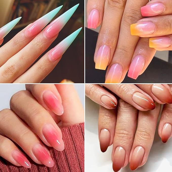 Nail Pigment Powder - 9 Colors Ombre & Gradient Nail Art Design Kit - Includes 5 Sponge Sticks & 1 Brush - Neon Powder for DIY Manicure Beginners