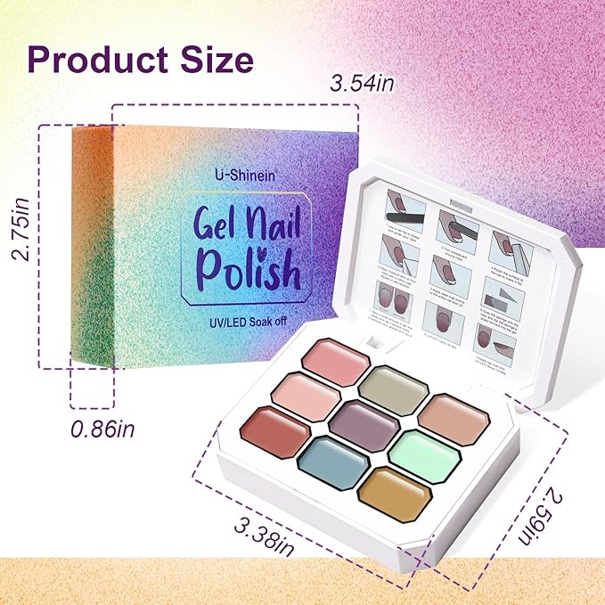 Gradient Painting Gel, 9 Colors Ombre Gel Nail Polish for Pigment Pat Nails Aura Nails French Manicure Soak Off UV Long-lasting Home Salon DIY Nail Art Monet’s Garden