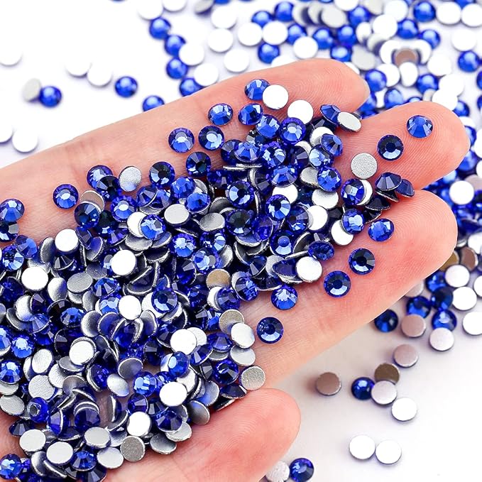 Novani Royal Blue Rhinestones, Flatback Loose Gemstones 1440pcs Glass Crystal for Clothes Shoes Crafts Makeup Nail Art and DIY Decorations(SS16, Sapphire)