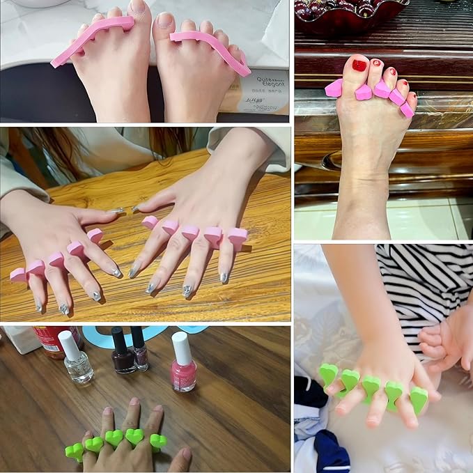48pcs Sponge Toe Separators Pedicure Set for Nail Polish- Premium Nail Art Painting and Polishing Tool Kit, 4 Funy Color