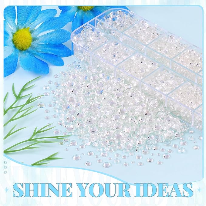 6000Pcs Resin Rhinestones for Bedazzling with 3Pcs B7000 Jewelry Glue, 1 Box Transparent Flatback Rhinestones for Crafting Crafts DIY, Crystals Gems for Clothing Shoes Tumblers Nail Art Makeup