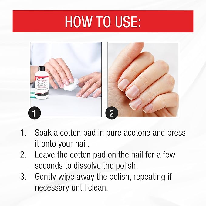 Supernail Pure Acetone Nail Polish Remover - Professional Strength for Acrylic, Gel & Dip Powder, Fast & Quick Gel Nail Polish Remover, 8 fl oz