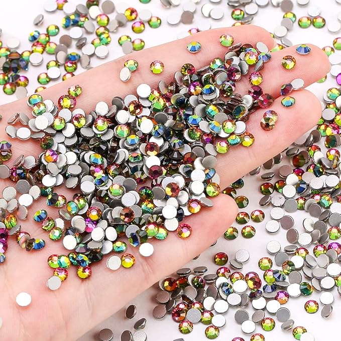 Novani Crystal Rhinestones, Flatback Loose Gemstones 288pcs Glass Rhinestones for Clothes Shoes Crafts Makeup Nail Art and DIY Decorations(SS30, Rainbow)