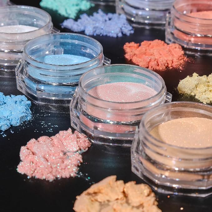 Mermaid Aurora Chrome Nail Powder 10 Boxes Colorful Pearlescent Glazed Powder Kits Pearl Metallic Mirror Pigment Rubbing Dust Nails Glitter Decoration DIY Designs Nail Accessories