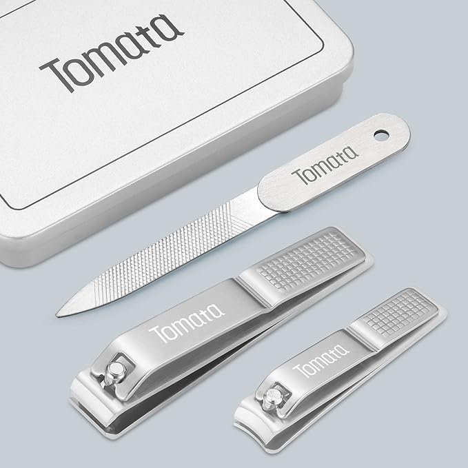 Nail Clippers Set for Thick Nails - Fingernail Clippers with File, Ultra Sharp Cutter for Ingrown Toenail Clippers (Silver)