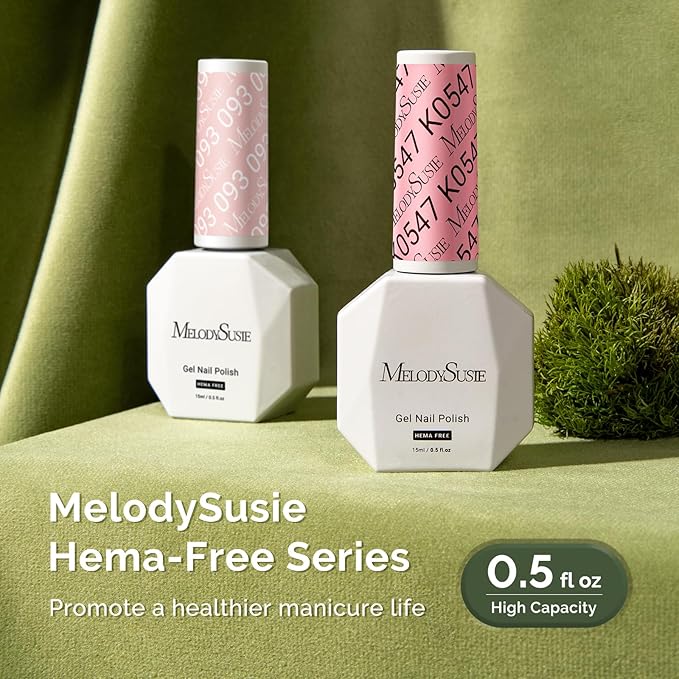 MelodySusie Hema Free Gel Nail Polish, 0.5 Fl Oz Thick Blush Pink Gel Polish, Non-Toxic, Long Lasting, Soak Off UV Nail Polish, Manicure Nail Design Salon DIY Nail Art at Home K0547