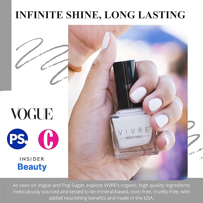 VIVRE Cosmetics Nail Polish, Quick Dry and Shiny, Halal, Vegan and Non Toxic, Long Lasting, Certified Breathable and Water Permeable - Soft Serve For Two