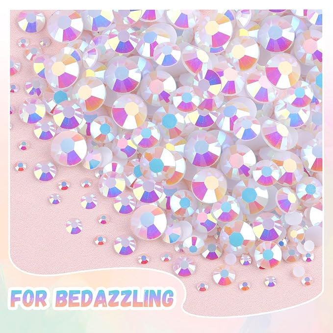 30000Pcs Resin White AB Rhinestones for Bedazzling Crafting with b7000 Jewelry Glue, Bulk Flatback Gems Bedazzler Kit for Crafts Clothes Shoes Fabric Nail Diamond Art, Assorted Size 2/3/4/5/6mm