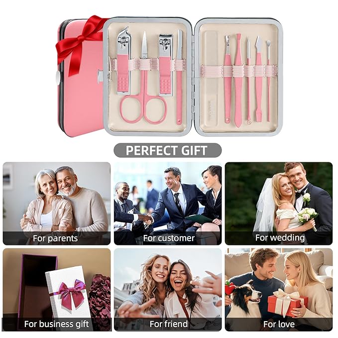 Manicure kit 10 in 1 Professional manicure kit for Women, nail kit,Grooming kit,Manicure Set Personal care Manicure set women,Nail Care Tools with Luxurious Travel Case(pink)