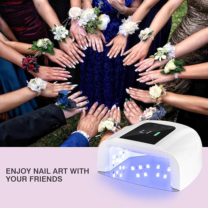 Rechargeable UV LED Nail Lamp, 96W Cordless Nail Dryer Wireless UV Gel Nail Polish Curing Light with 42 Beads LCD Smart Sensor 4 Timer Settings