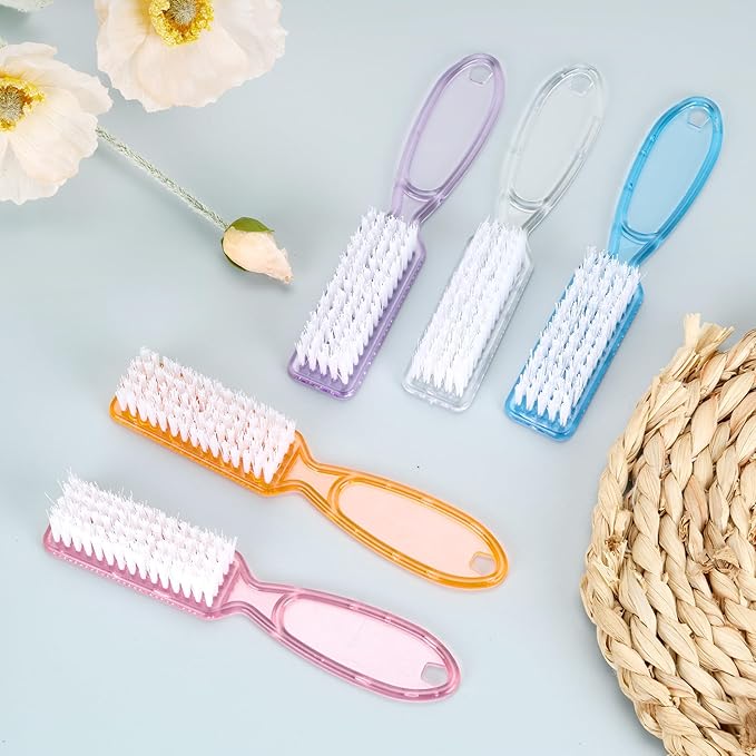 50 Pcs Handle Grip Nail Scrubber Brushes, Hand Fingernail Cleaning Manicure Brush, Multicolor Nail Scrub Brushes for Toes and Fingernail Cleaning (5 Colors)