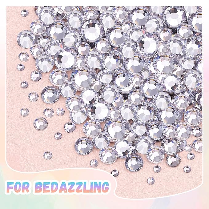 30000Pcs Resin Silver Clear Rhinestones with B7000 Jewelry Glue for Bedazzling Crafting, 2-6mm Flatback Gems, Bedazzler Kit for Crafts Clothing Tumblers Shoes Decor Nail Art