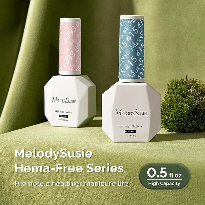 MelodySusie Hema Free Gel Nail Polish, 0.5 Fl Oz Thick Blue Gel Polish, Non Toxic, Long Lasting, Soak Off UV Nail Polish, Manicure Nail Design Salon DIY Nail Art at Home 415