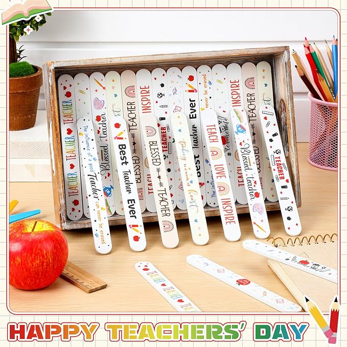 50 Pack Teacher Appreciation Gifts Bulk Christmas Stocking Stuffer Teacher Thank You Nail Files Emery Boards Small Spa Party Favors Employee Appreciation Gifts for Staff Team Coworkers