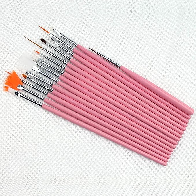 20 Nail Art Brushes with Nail Palette & Tips - Manicure Design Tools