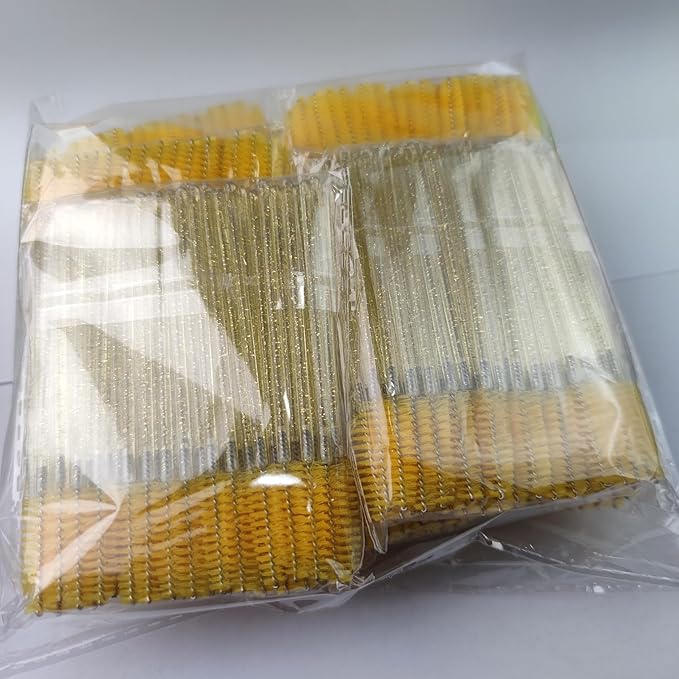 500 Pieces Eyelashes/Eyebrows Brushes, 10CM Lash Removal Cleaning Tools, Crystal Handle, Makeup Tools Mascara Wands(Simple Packaging)-(Crystal Yellow)