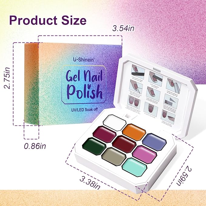 Gradient Painting Gel, 9 Colors Ombre Gel Nail Polish Brown Red Sponging for Pigment Pat Aura Nails French Manicure Long-lasting Soak of UV Home Salon DIY Nail Art Foreign Landscapes