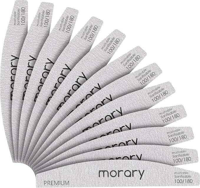 Nail File 100/180 Grit Nail Files for Natural Nails Acrylic Nails Double Sided Emery Board Fingernail Files Limas para Acrilico 12 Pack