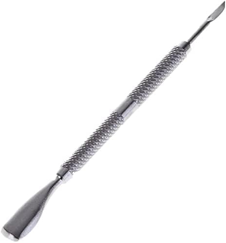 1 Pc Silver Cuticle Pusher and Spoon Double-end Nail Cleaner Stainless Steel Cuticle Remover Manicure Nail Dirt Cleaner Tool Practical