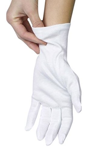 12 Pairs Cotton Gloves, White Gloves for Dry Hands, Cotton Gloves for Sleeping, Moisturizing Night Gloves, White Gloves 100% Cotton, Size L (12 Pairs)