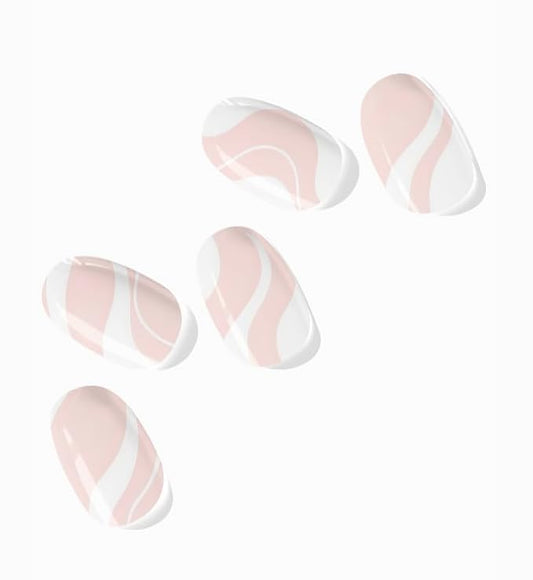 NOVA, Semi Cured Gel Nail Strips (Between The Lines) - The 10 Minute Manicure. Salon-Quality, Female Founded, Easy to Apply & Remove - Incl. Nail File & Wooden Stick (Between-The-Lines)