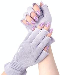 GSAFEME Cotton Gloves for Dry Hands - Fingerless Touchscreen Moisturizing Gloves for Sleeping - Cotton Eczema Gloves for Men and Women, Purple L/XL 3 Pairs