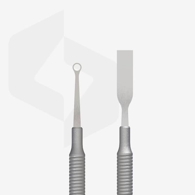 Staleks Pro Manicure Pusher SMART 80 Type 1 – Flat Cuticle Pusher and Loop – Dual-Ended Stainless Steel Nail Tool