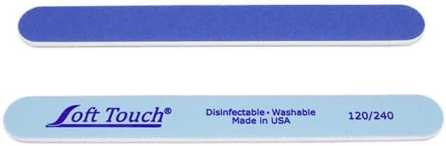 Soft Touch Nail File, Double Sided - 120/240 Grit, Light/Dark Blue, for Natural or Acrylic Nails, 7 Inch - 25 Piece