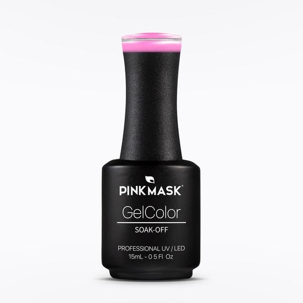 PINK MASK Gel Color Nail Polish Girl Power 15ml / o.5 oz - UV/LED Gel Polish, Non Wipe, Long Lasting, Soak Off Formula