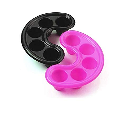 2 Pieces Nail Art Tips Hand Soak Bowl Tray Manicure Soaking Remover Tool, Black & Pink