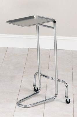 MediChoice Mayo Portable Adjustable Tray Steel Premium Instrument Stand Medical Dental Salon Tattoo Esthetician Mobile Service Cart Table Station Height 34-54 Inch MAYO1201